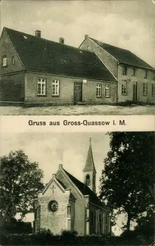 Ak Groß Quassow Userin in Mecklenburg, Gasthof, Kirche