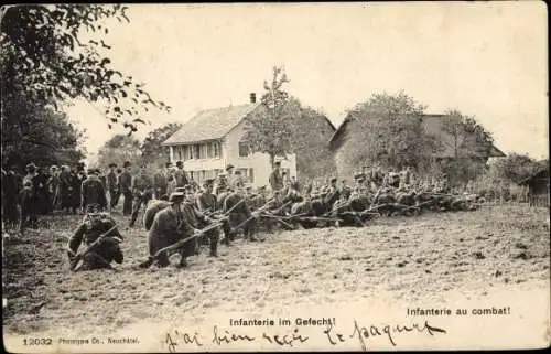 Ak Schweizer Infanterie im Gefecht