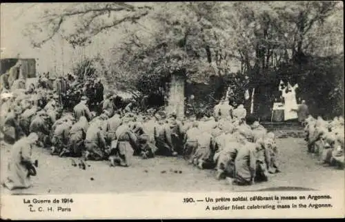 Ak Französische Soldaten, Feldgottesdienst, Argonnen, I WK