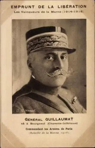 Ak Generald Guillaumat, Kommandeur der Armeen von Paris, Schlacht an der Marne 1918, I. WK