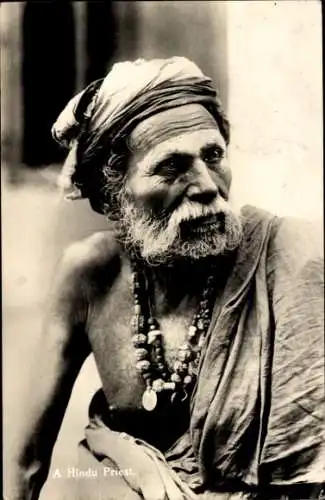 Ak Ceylon Sri Lanka, Hindu Priester, Portrait