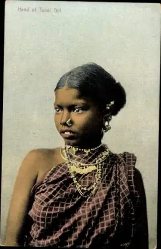 Ak Ceylon Sri Lanka, Tamil Frau, Portrait