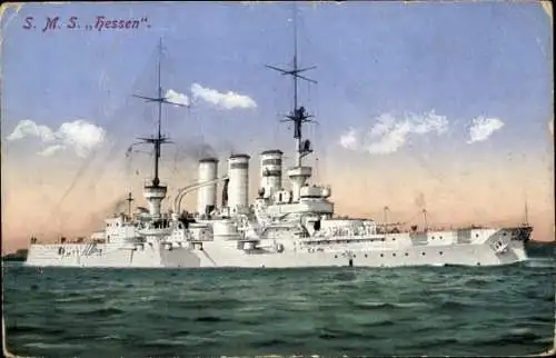 Ak Deutsches Kriegsschiff, SMS Hessen, Linienschiff, Kaiserliche Marine
