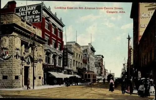 Ak Calgary Alberta Kanada, 8th Avenue von der Centre Street