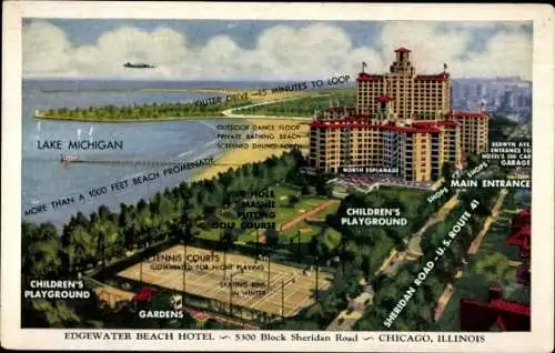 Ak Chicago Illinois USA, Edgewater Beach Hotel