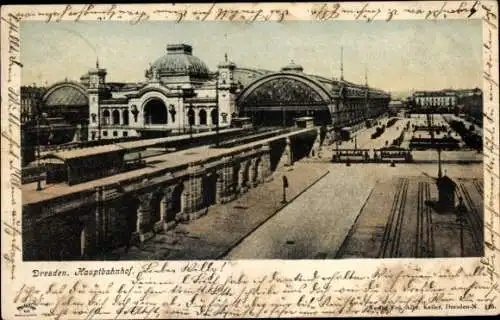 Ak Dresden Altstadt, Hauptbahnhof, Straßenbahn