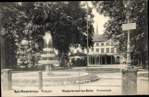 Ak Niederbronn les Bains Bad Niederbronn Elsass Bas Rhin, Kurpark, Promenade