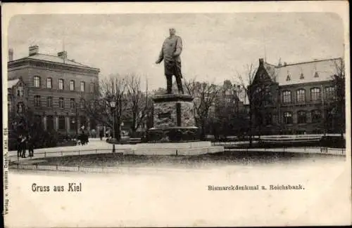 Ak Kiel in Schleswig Holstein, Bismarckdenkmal, Reichsbank