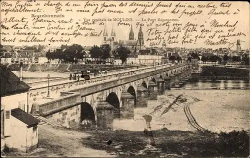 Ak Bourbonnais Saint Germain les Fossés Allier, Vue generale de Moulins, Le Pont Regemortes
