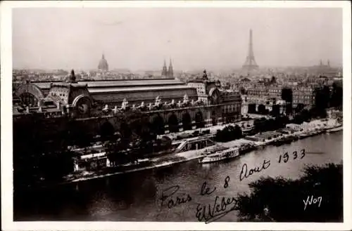 Ak Paris I Louvre, Vue generale sur le Quai d'Orsay, Seine, Eiffelturm