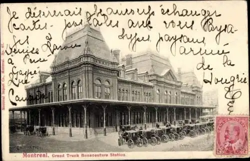 Ak Montreal Quebec Kanada, Grand Trunk Bonacenture Station, Reisebus