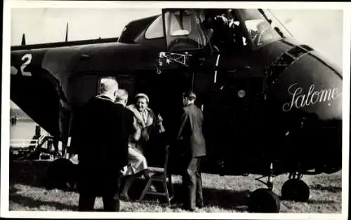 Ak Königin Juliana der Niederlande, Aankomst per Helicopter Salome aan de Afsluitdijk 1954