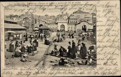Ak Lisboa Lissabon Portugal, Praca do peixe e mercado 24 de Julho, Marktplatz