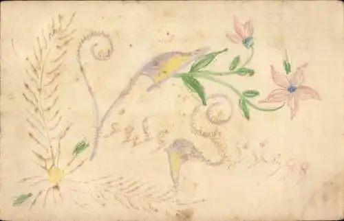 Handgemalt Ak Viele Grüße, Blüten