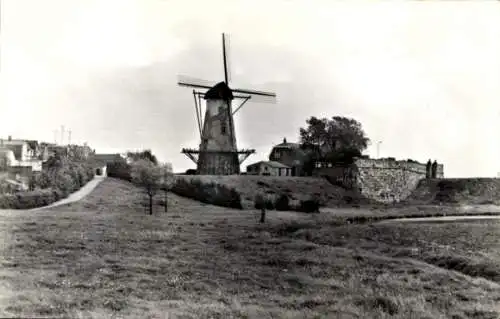 Ak Zierikzee Zeeland, Bollwerk, Windmühle