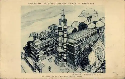 Künstler Ak Paris, Internationale Kolonialausstellung 1931, Pavillon der protestantischen Missionen