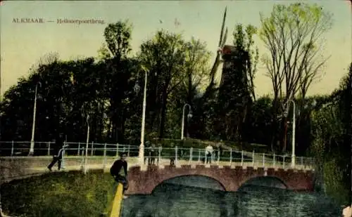 Ak Alkmaar Nordholland Niederlande, Brücke, Mühle