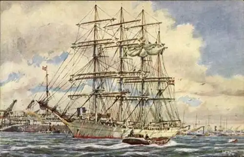 Künstler Ak Segelschiff im Hafen, Nationale Vereinigung Das segelnde Schulschiff