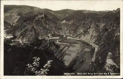 Ak Altenahr im Ahrtal, Burgruine Are, drei Tunnels