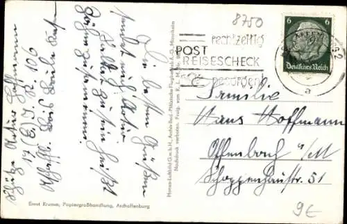 Ak Aschaffenburg in Unterfranken, Luftbild