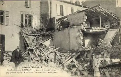 Ak Nancy Meurthe et Moselle, Rue de la Commanderie Essig, Bombenanschlag