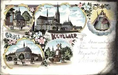 Litho Kevelaer am Niederrhein, Klarissen Kloster, Kroaten Kreuz, Kapelle