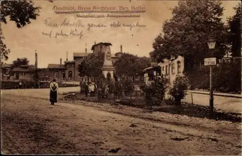 Ak Neustadt in Hessen, Bahnhof, Kriegerdenkmal