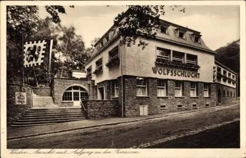 Ak Düsseldorf Grafenberg, Gasthaus Wolfsschlucht, Aufgang zu den Terrassen