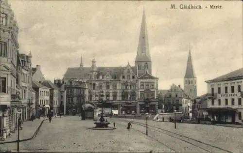 Ak Mönchengladbach am Niederrhein, Markt, Hotel