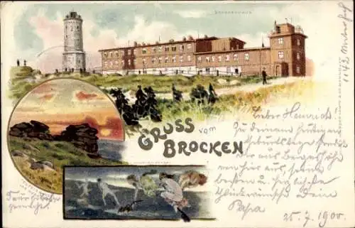 Litho Brocken Nationalpark Harz, Hotel und Teufelskanzel