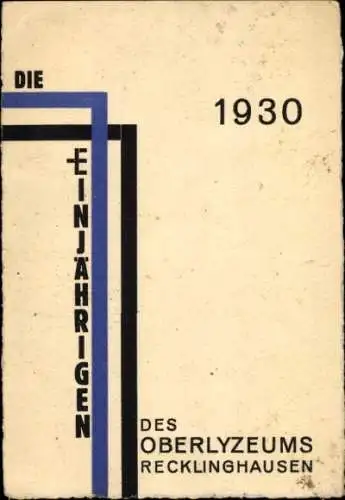 Studentika Ak Recklinghausen im Ruhrgebiet, Die Einjährigen des Oberlyzeums 1930