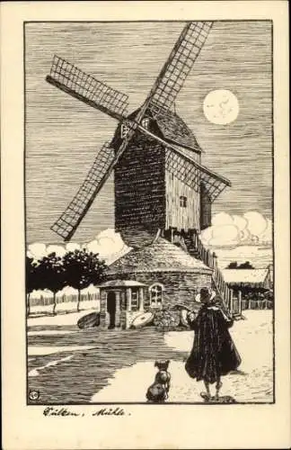 Künstler Ak Dülken Viersen Nordrhein Westfalen, Windmühle