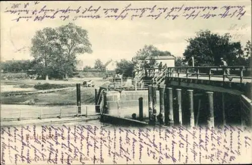 Ak Hamburg Nord Ohlsdorf, Die Schleuse, Brücke und Wohnhäuser