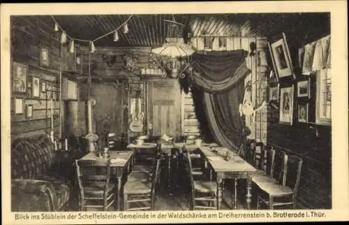 Ak Brotterode Trusetal in Thüringen, Scheffelstein Gemeinde in der Waldschänke am Dreiherrenstein