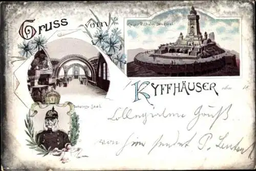 Litho Steinthaleben Kyffhäuserland in Thüringen, Kaiser Wilhelm Denkmal, Barbarossa Saal, Portrait