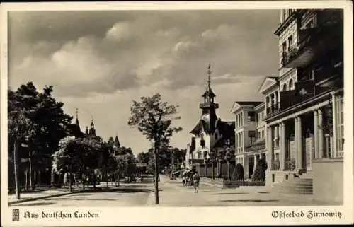 Ak Ostseebad Zinnowitz auf Usedom, Blick in die neue Strandstraße