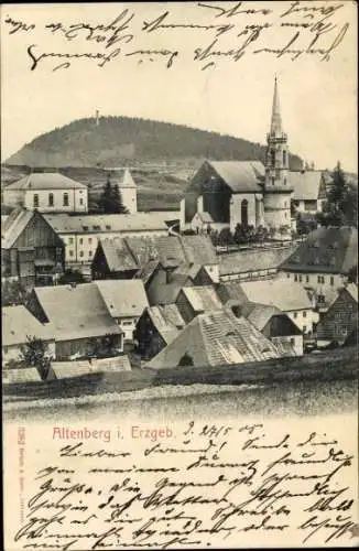 Ak Altenberg im Erzgebirge, Teilansicht mit Kirche