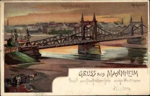 Künstler Litho Rückstädt, Mannheim in Baden Württemberg, Neckarbrücke