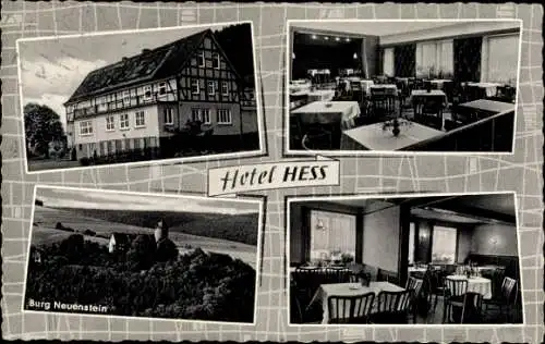 Ak Aua Neuenstein in Hessen, Hotel Hess, Burg Neuenstein