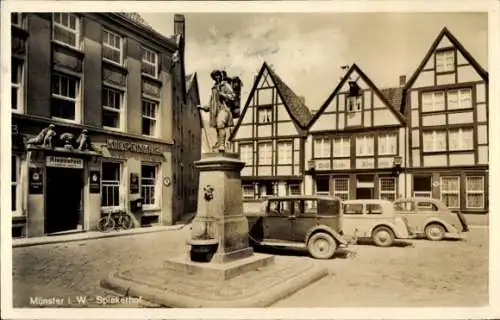 Ak Münster in Westfalen, Spiekerhof, Brunnen, Geschäft