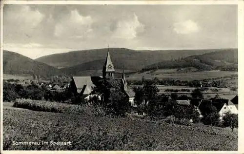 Ak Sommerau Eschau im Spessart,Teilansicht, Kirche
