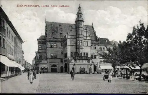 Ak Schweinfurt in Unterfranken Bayern, Rathaus, Markt