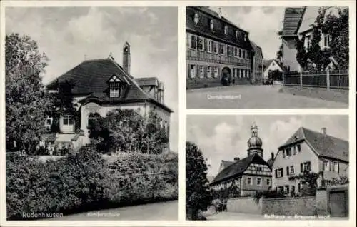 Ak Rüdenhausen in Unterfranken, Kinderschule, Domänenamt, Rathaus, Brauerei Wolf