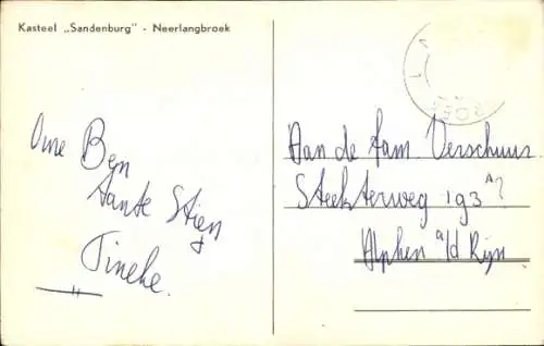 Ak Neerlangbroek Utrecht Niederlande, Schloss Sandenburg