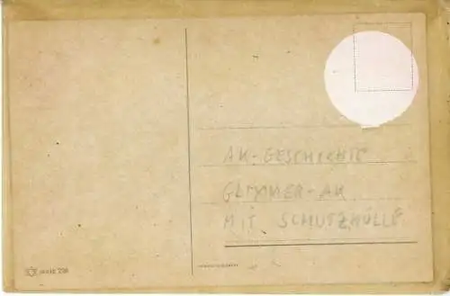 Glitzer Ak mit Schutzhülle, Gruß aus dem Schützengraben