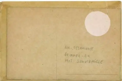 Glitzer Ak mit Schutzhülle, Gruß aus dem Schützengraben, Landschaft