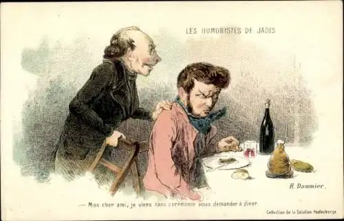 Künstler Ak Daumier, Honoré, Les Humoristes de Jadis, Männer zu Tisch