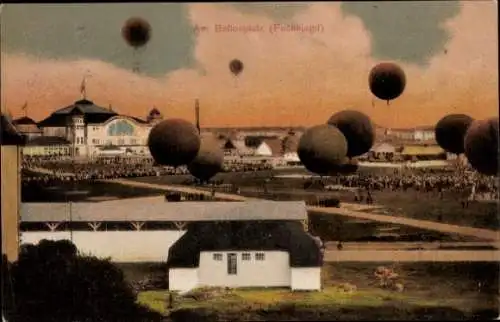 Ak Frankfurt am Main, Internationale Luftschifffahrt-Ausstellung 1909, Ballonplatz, Fuchsjagd
