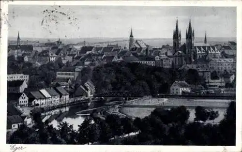 Ak Cheb Eger Region Karlsbad, Gesamtansicht