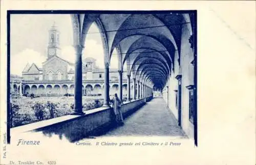 Ak Firenze Florenz Toscana, Certosa. Il Chiostro grande col Cimitero e il Pon